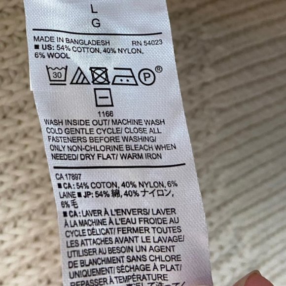 BANANA Republic Ivory Knit Zip Up Cardigan Sweater Size Large - Picture 10 of 10